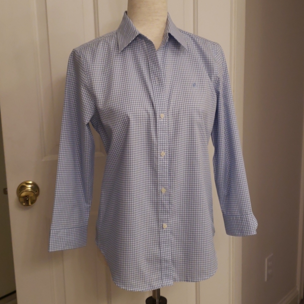 Ralph Lauren Blue and White Gingham Button-Down Shirt